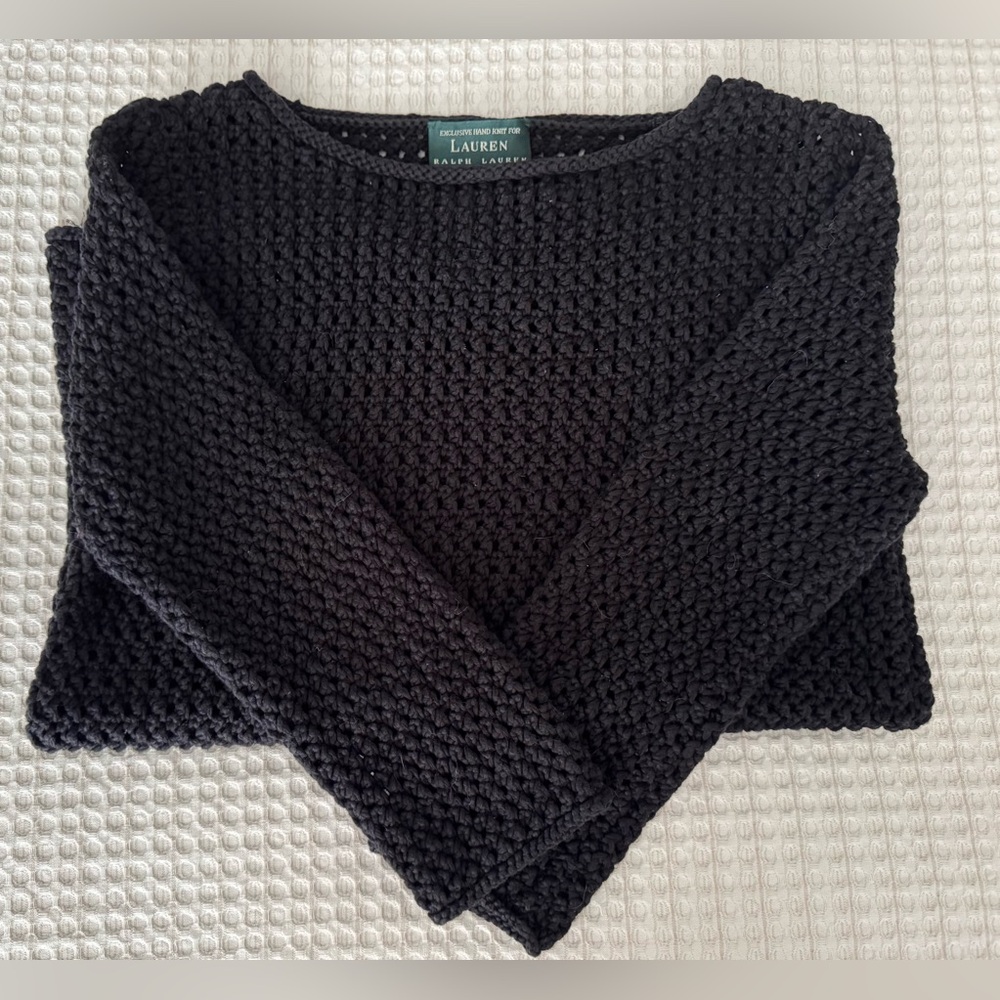 Lauren Ralph Lauren Handmade Cotton Sweater / Black / Size Medium